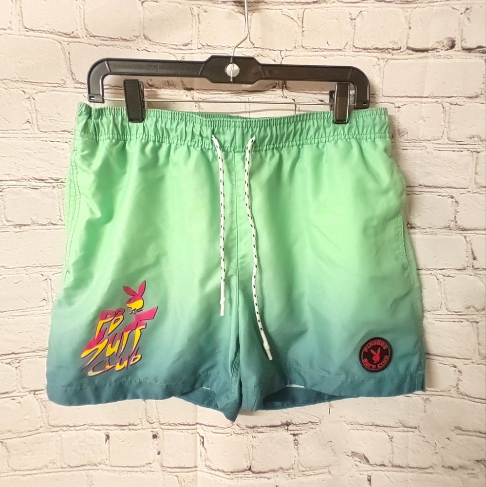 PlayBoy Surf Club Mens Swim Trunks Tie Dye Green M